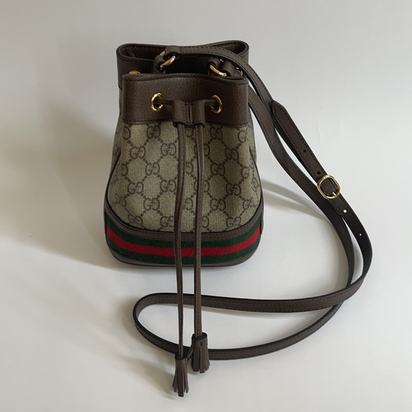 Ophidia mini leather printed coated canvas bag - Picture 1 of 7